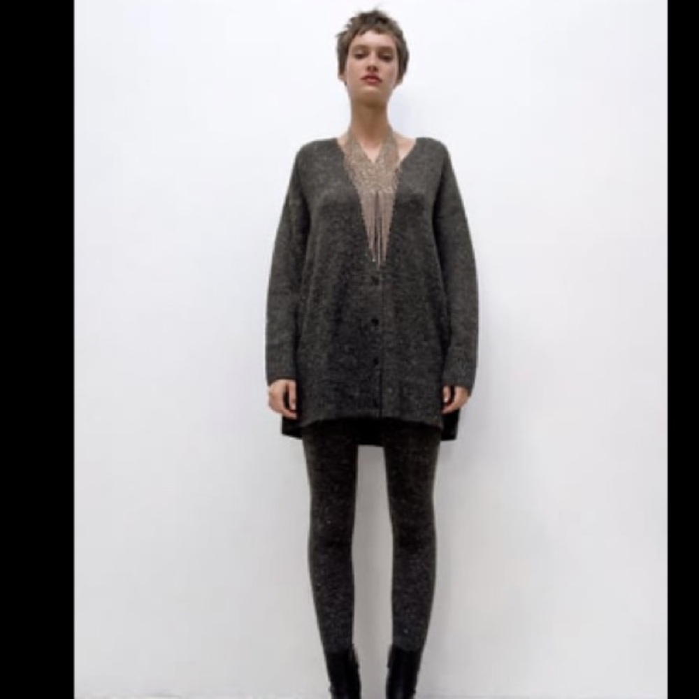 Zara Rib Trim Knit Set (Cardigan + Leggings)